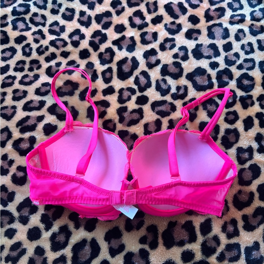 PINK Victoria's Secret Bright Pink Lace Bra - Picture 2 of 6